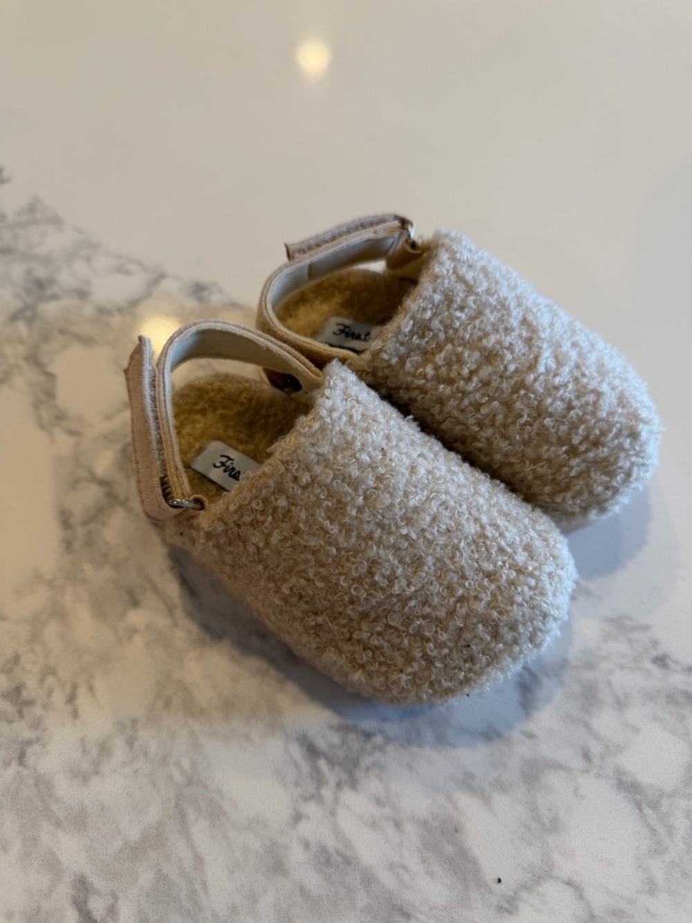 Amazon Beige Faux Shearling Baby Slip-On Shoes